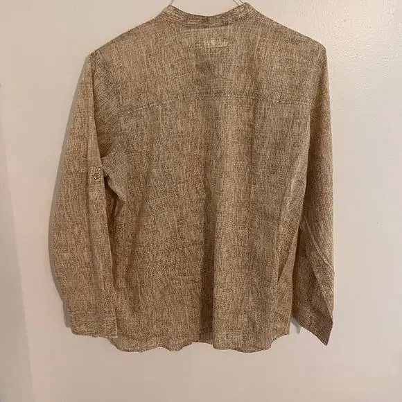 Michael Kors Blouse Womens 14W Beige Abstract Office Lightweight Career Wear - Picture 5 of 8